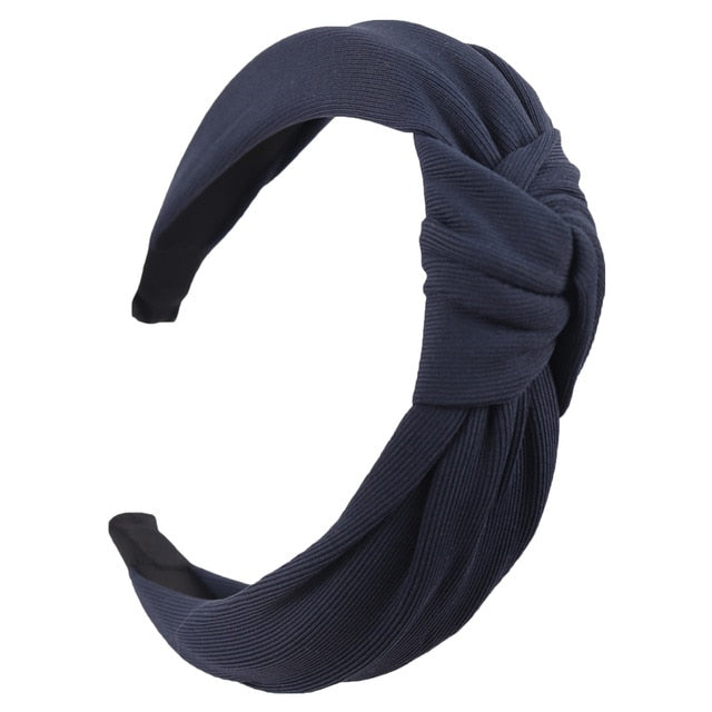 Solid Color Knot Headbands for Women Simple Fabric Girls Hairband Women Hair Accessories Wide Side Hair Band
