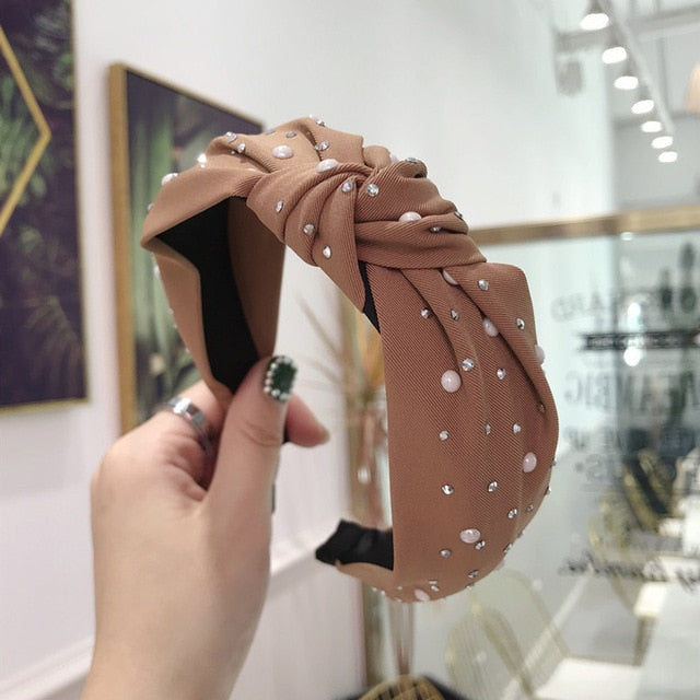 Solid Color Knot Headbands for Women Simple Fabric Girls Hairband Women Hair Accessories Wide Side Hair Band