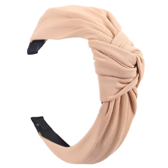 Solid Color Knot Headbands for Women Simple Fabric Girls Hairband Women Hair Accessories Wide Side Hair Band