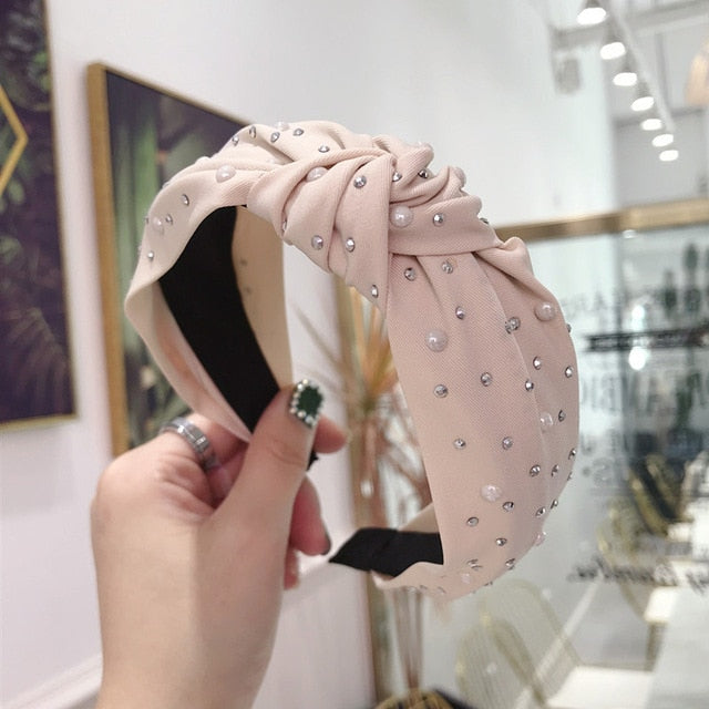 Solid Color Knot Headbands for Women Simple Fabric Girls Hairband Women Hair Accessories Wide Side Hair Band