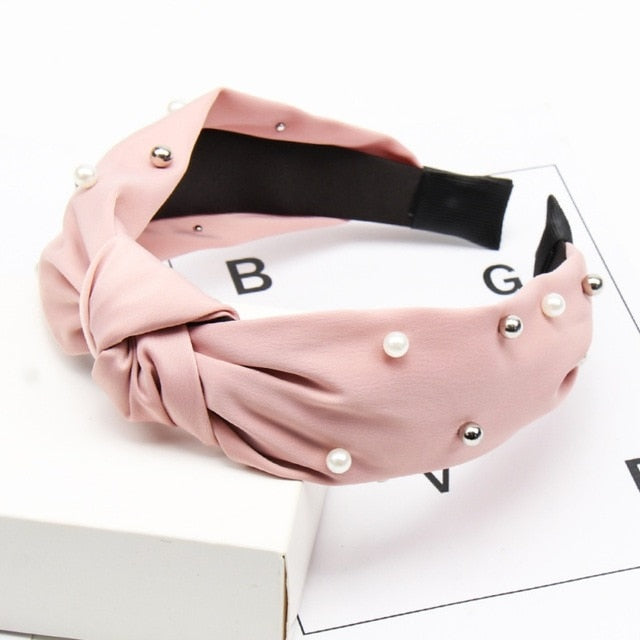 Solid Color Knot Headbands for Women Simple Fabric Girls Hairband Women Hair Accessories Wide Side Hair Band