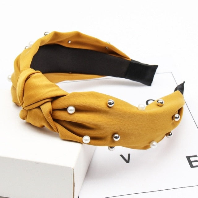 Solid Color Knot Headbands for Women Simple Fabric Girls Hairband Women Hair Accessories Wide Side Hair Band