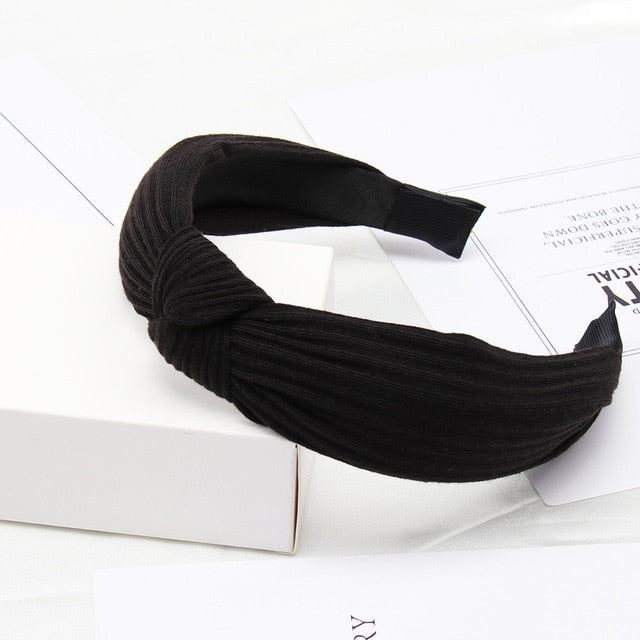 Solid Color Knot Headbands for Women Simple Fabric Girls Hairband Women Hair Accessories Wide Side Hair Band