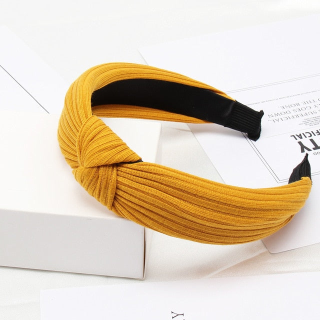 Solid Color Knot Headbands for Women Simple Fabric Girls Hairband Women Hair Accessories Wide Side Hair Band