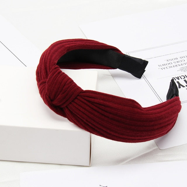 Solid Color Knot Headbands for Women Simple Fabric Girls Hairband Women Hair Accessories Wide Side Hair Band