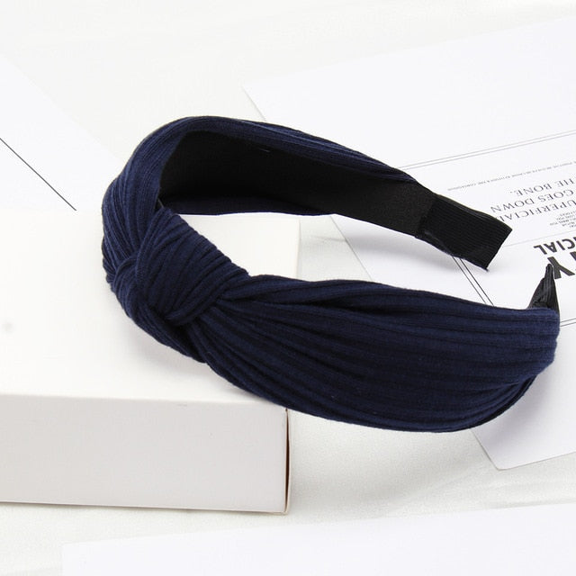 Solid Color Knot Headbands for Women Simple Fabric Girls Hairband Women Hair Accessories Wide Side Hair Band