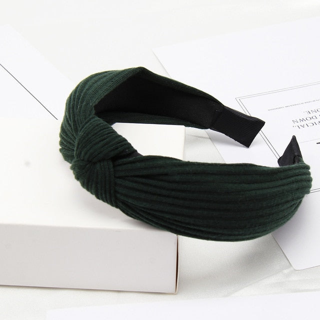 Solid Color Knot Headbands for Women Simple Fabric Girls Hairband Women Hair Accessories Wide Side Hair Band