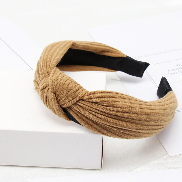 Solid Color Knot Headbands for Women Simple Fabric Girls Hairband Women Hair Accessories Wide Side Hair Band