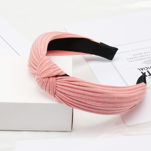 Solid Color Knot Headbands for Women Simple Fabric Girls Hairband Women Hair Accessories Wide Side Hair Band