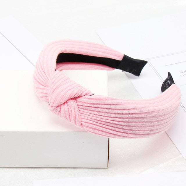 Solid Color Knot Headbands for Women Simple Fabric Girls Hairband Women Hair Accessories Wide Side Hair Band