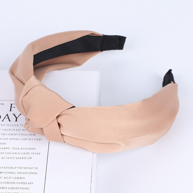 Solid Color Knot Headbands for Women Simple Fabric Girls Hairband Women Hair Accessories Wide Side Hair Band