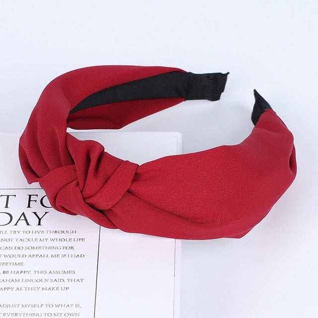 Solid Color Knot Headbands for Women Simple Fabric Girls Hairband Women Hair Accessories Wide Side Hair Band