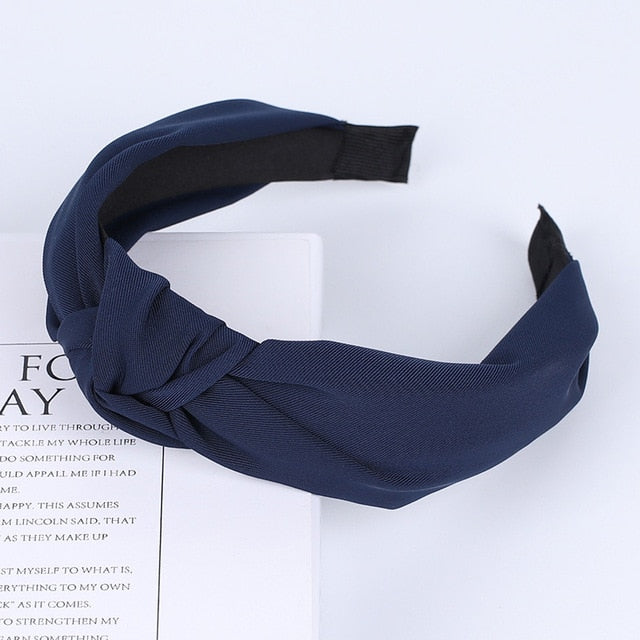 Solid Color Knot Headbands for Women Simple Fabric Girls Hairband Women Hair Accessories Wide Side Hair Band