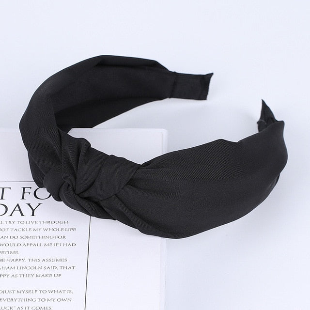 Solid Color Knot Headbands for Women Simple Fabric Girls Hairband Women Hair Accessories Wide Side Hair Band