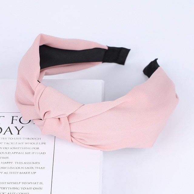 Solid Color Knot Headbands for Women Simple Fabric Girls Hairband Women Hair Accessories Wide Side Hair Band