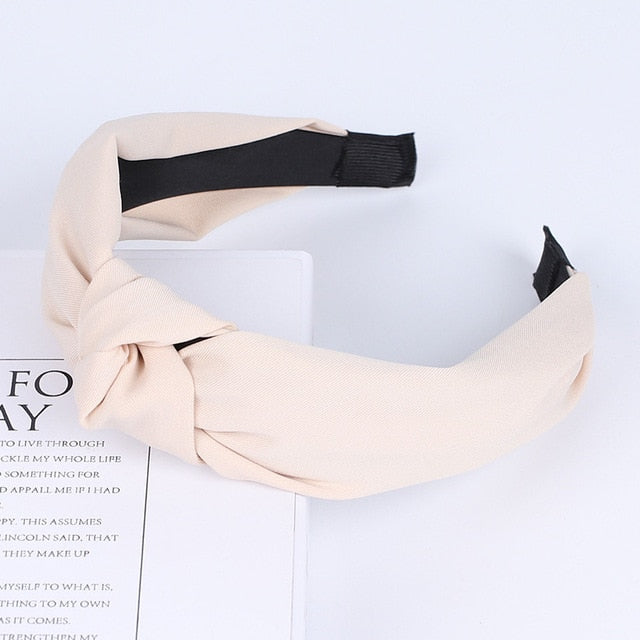 Solid Color Knot Headbands for Women Simple Fabric Girls Hairband Women Hair Accessories Wide Side Hair Band
