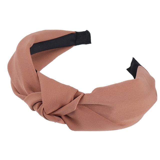 Solid Color Knot Headbands for Women Simple Fabric Girls Hairband Women Hair Accessories Wide Side Hair Band