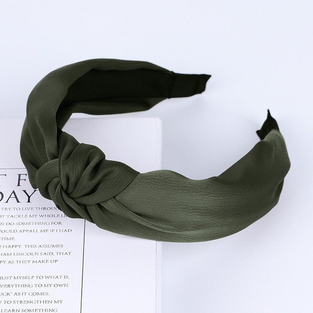 Solid Color Knot Headbands for Women Simple Fabric Girls Hairband Women Hair Accessories Wide Side Hair Band