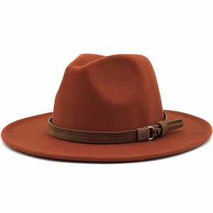 Women Men Wool Fedora Hat With Leather Ribbon Gentleman Elegant Lady Winter Autumn Wide Brim Jazz Church Panama Sombrero Cap