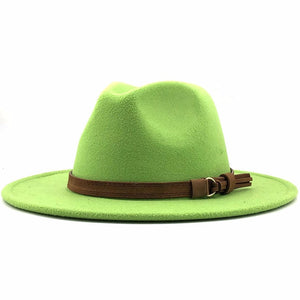 Women Men Wool Fedora Hat With Leather Ribbon Gentleman Elegant Lady Winter Autumn Wide Brim Jazz Church Panama Sombrero Cap