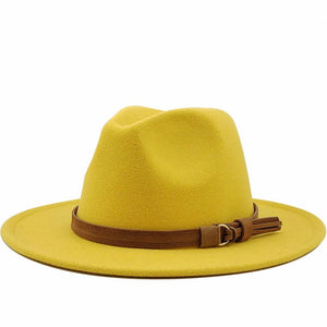 Women Men Wool Fedora Hat With Leather Ribbon Gentleman Elegant Lady Winter Autumn Wide Brim Jazz Church Panama Sombrero Cap