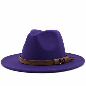Women Men Wool Fedora Hat With Leather Ribbon Gentleman Elegant Lady Winter Autumn Wide Brim Jazz Church Panama Sombrero Cap