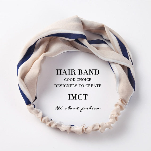 Women Hair Accessories for Baby Fashion Headband Fabric Cross Knotted Bow Chiffon Floral Hair Band Korea Headdress ladies Hoop