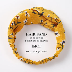 Women Hair Accessories for Baby Fashion Headband Fabric Cross Knotted Bow Chiffon Floral Hair Band Korea Headdress ladies Hoop