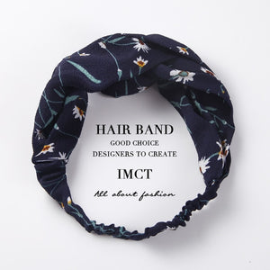 Women Hair Accessories for Baby Fashion Headband Fabric Cross Knotted Bow Chiffon Floral Hair Band Korea Headdress ladies Hoop