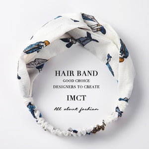 Women Hair Accessories for Baby Fashion Headband Fabric Cross Knotted Bow Chiffon Floral Hair Band Korea Headdress ladies Hoop