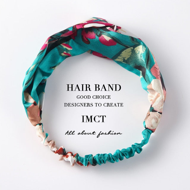 Women Hair Accessories for Baby Fashion Headband Fabric Cross Knotted Bow Chiffon Floral Hair Band Korea Headdress ladies Hoop