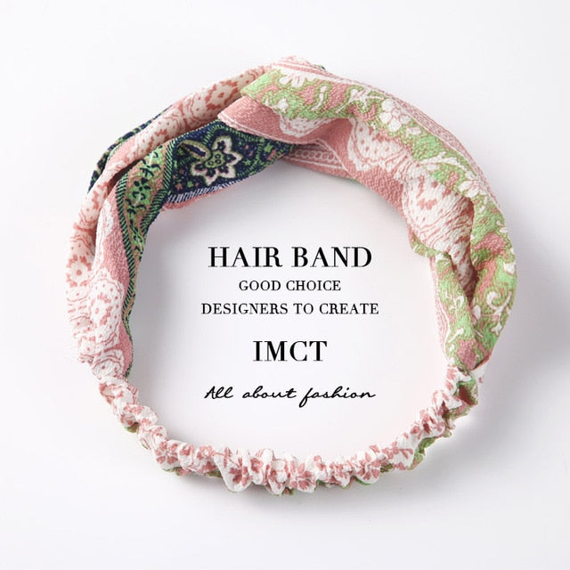 Women Hair Accessories for Baby Fashion Headband Fabric Cross Knotted Bow Chiffon Floral Hair Band Korea Headdress ladies Hoop