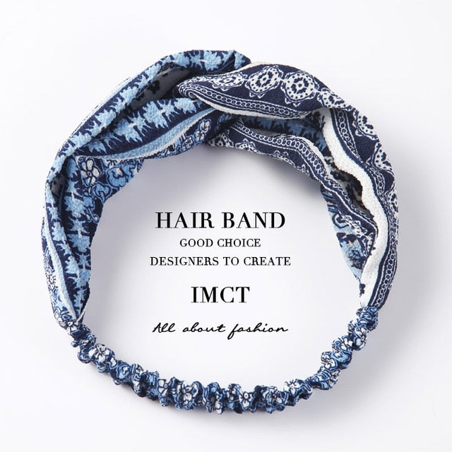 Women Hair Accessories for Baby Fashion Headband Fabric Cross Knotted Bow Chiffon Floral Hair Band Korea Headdress ladies Hoop