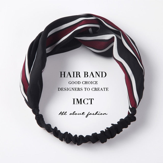 Women Hair Accessories for Baby Fashion Headband Fabric Cross Knotted Bow Chiffon Floral Hair Band Korea Headdress ladies Hoop