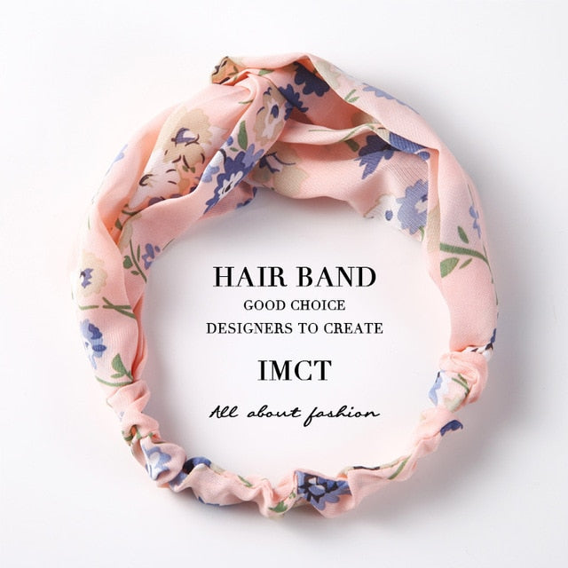 Women Hair Accessories for Baby Fashion Headband Fabric Cross Knotted Bow Chiffon Floral Hair Band Korea Headdress ladies Hoop
