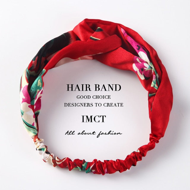Women Hair Accessories for Baby Fashion Headband Fabric Cross Knotted Bow Chiffon Floral Hair Band Korea Headdress ladies Hoop