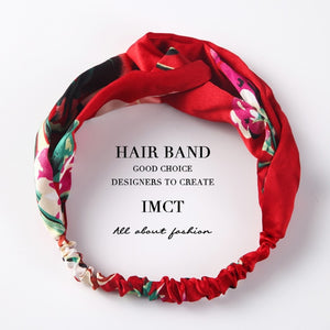 Women Hair Accessories for Baby Fashion Headband Fabric Cross Knotted Bow Chiffon Floral Hair Band Korea Headdress ladies Hoop