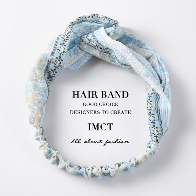 Women Hair Accessories for Baby Fashion Headband Fabric Cross Knotted Bow Chiffon Floral Hair Band Korea Headdress ladies Hoop