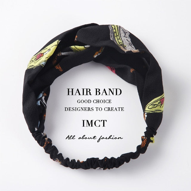 Women Hair Accessories for Baby Fashion Headband Fabric Cross Knotted Bow Chiffon Floral Hair Band Korea Headdress ladies Hoop