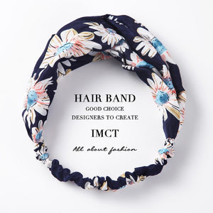 Women Hair Accessories for Baby Fashion Headband Fabric Cross Knotted Bow Chiffon Floral Hair Band Korea Headdress ladies Hoop