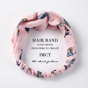 Women Hair Accessories for Baby Fashion Headband Fabric Cross Knotted Bow Chiffon Floral Hair Band Korea Headdress ladies Hoop