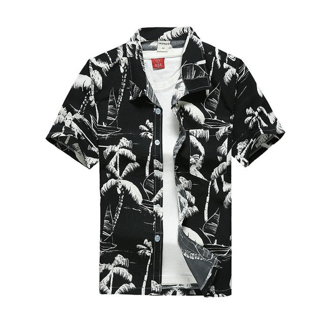 2019 Fashion Mens Short Sleeve Hawaiian Shirt Fast drying Plus Size Asian Size M-5XL Summer Casual Floral Beach Shirts For Men