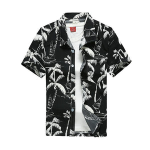 2019 Fashion Mens Short Sleeve Hawaiian Shirt Fast drying Plus Size Asian Size M-5XL Summer Casual Floral Beach Shirts For Men
