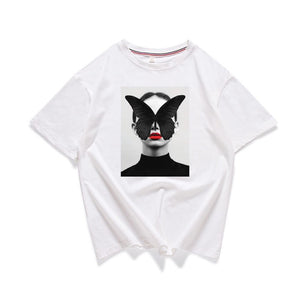 95% Cotton Bloom Flower Feather Women T -shirt Summer Short Sleeve Round Neck Harajuku Printing Tee Casual Fashion Female Tops