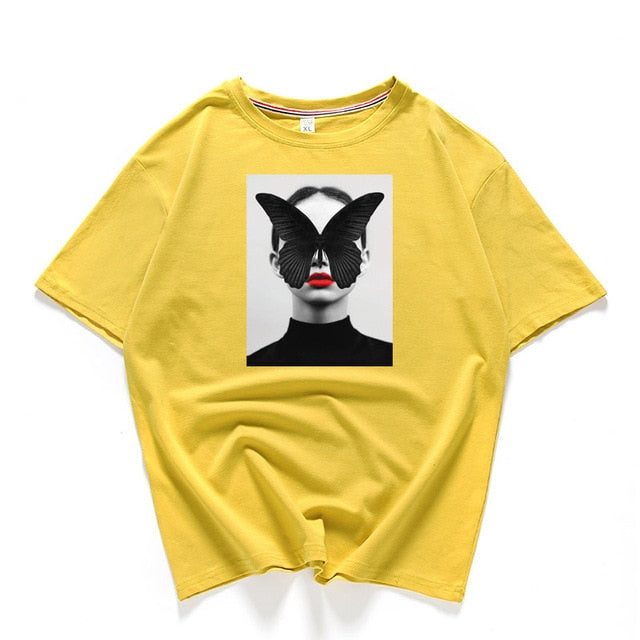 95% Cotton Bloom Flower Feather Women T -shirt Summer Short Sleeve Round Neck Harajuku Printing Tee Casual Fashion Female Tops