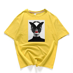 95% Cotton Bloom Flower Feather Women T -shirt Summer Short Sleeve Round Neck Harajuku Printing Tee Casual Fashion Female Tops