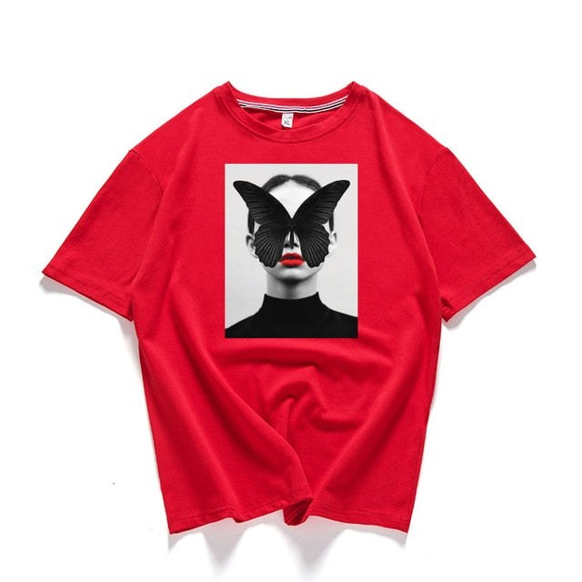 95% Cotton Bloom Flower Feather Women T -shirt Summer Short Sleeve Round Neck Harajuku Printing Tee Casual Fashion Female Tops