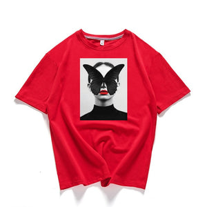 95% Cotton Bloom Flower Feather Women T -shirt Summer Short Sleeve Round Neck Harajuku Printing Tee Casual Fashion Female Tops