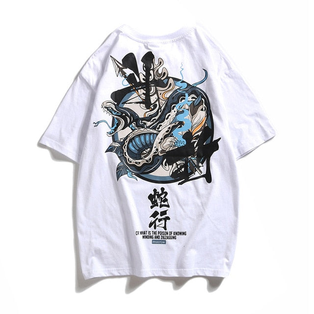 Special Japanese Tide brand short-sleeved men and women summer street hip hop T-shirt Chinese style lovers with half sleeves