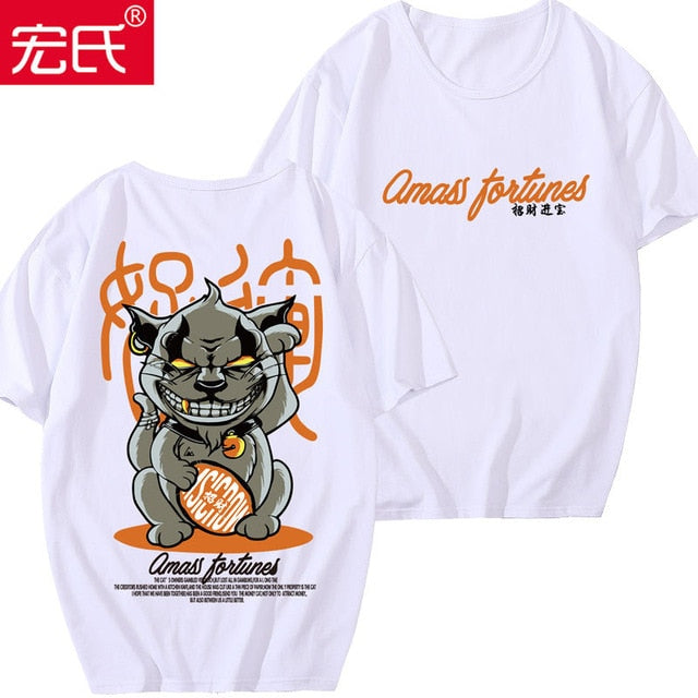 Special Japanese Tide brand short-sleeved men and women summer street hip hop T-shirt Chinese style lovers with half sleeves